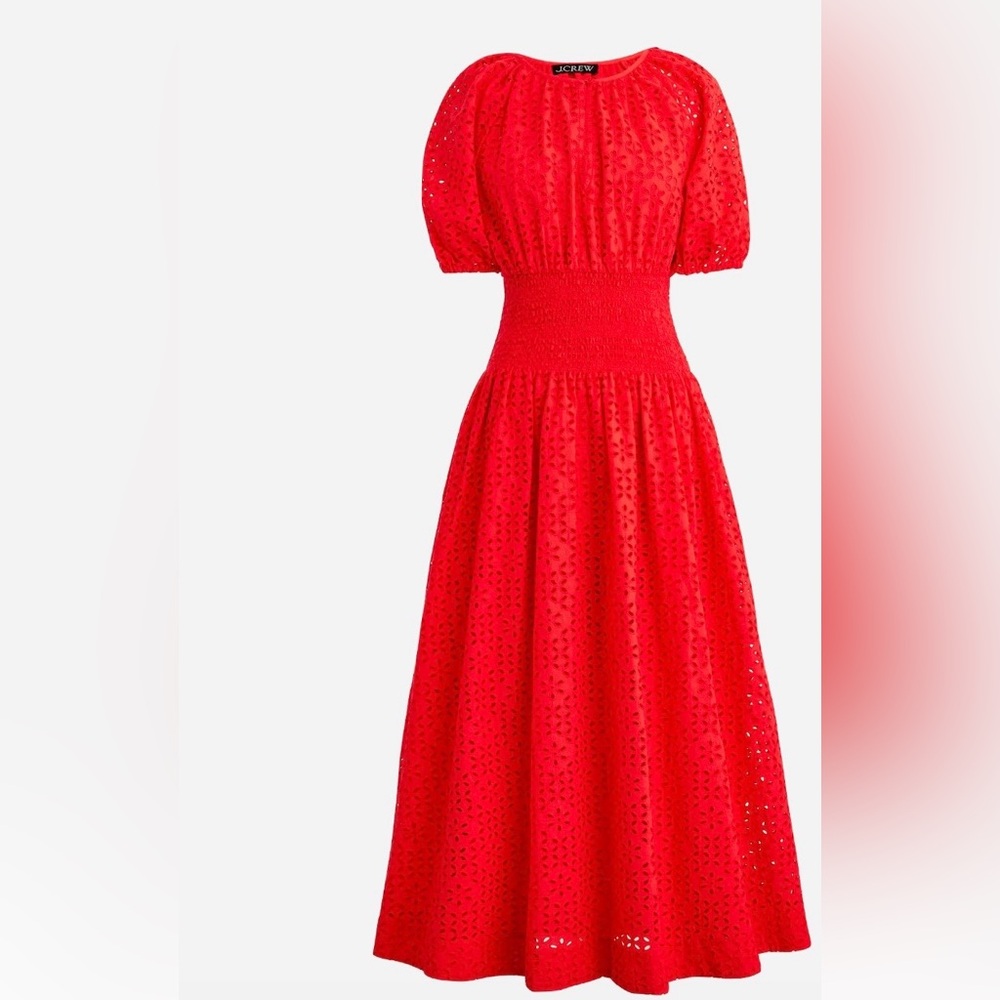 J. Crew Provence smocked waist midi dress in eyelet